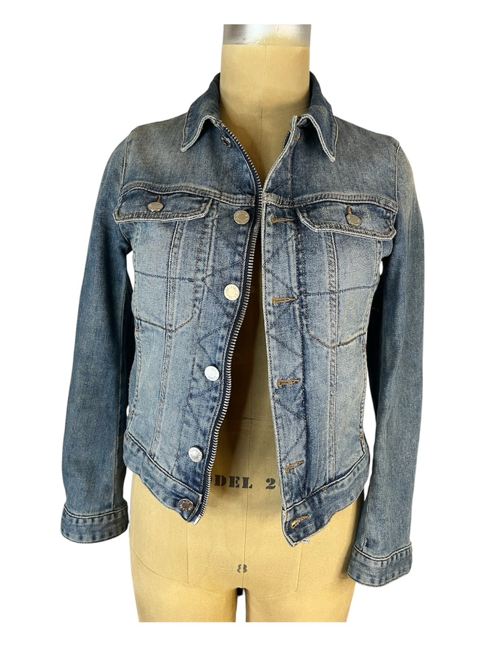 Y2K Zadig & Voltaire Vintage Kioky  Crop Denim Jean Jacket - Zip/button